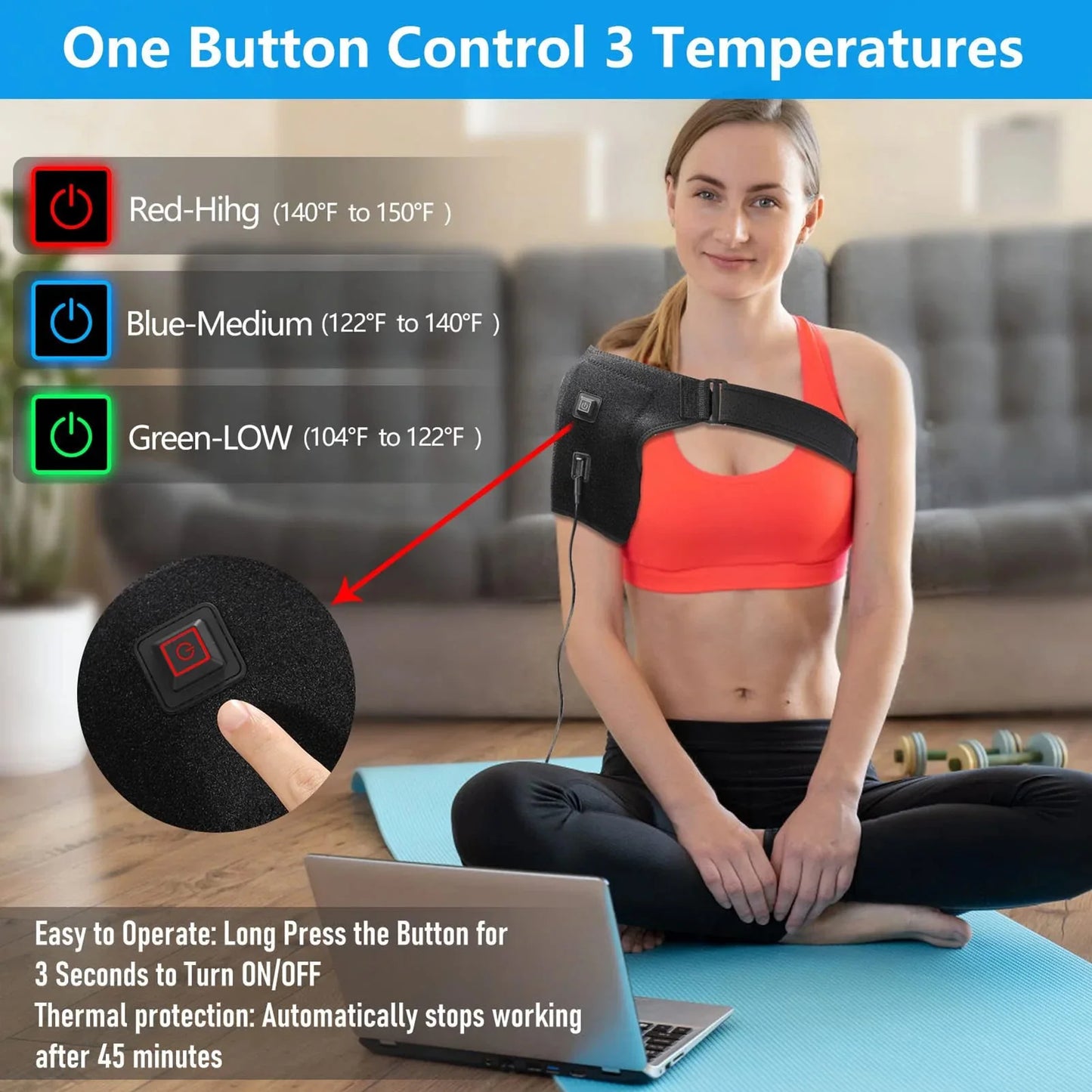 USB Heated Shoulder Brace Rotator Cuff -by RD