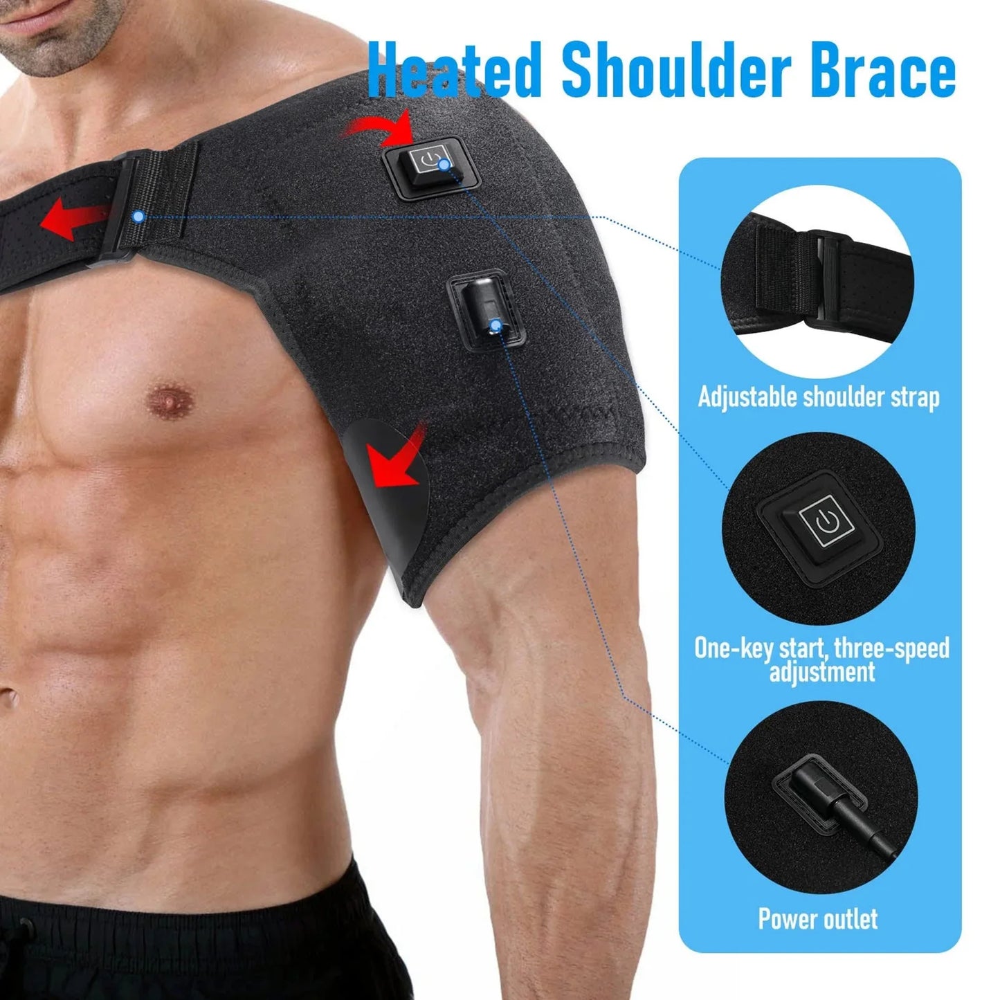 USB Heated Shoulder Brace Rotator Cuff -by RD