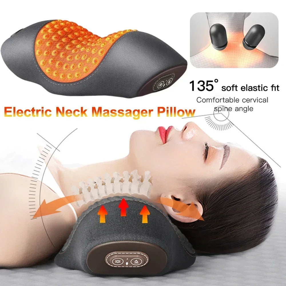 Electric Neck Massage Pillow Heating & Vibration -by RD